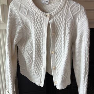 Aritzia White Cable Knit Cardigan